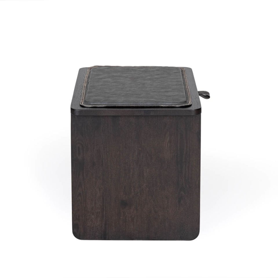 Oak Stool/Nightstand with Drawer – HOL JR. Series Dark