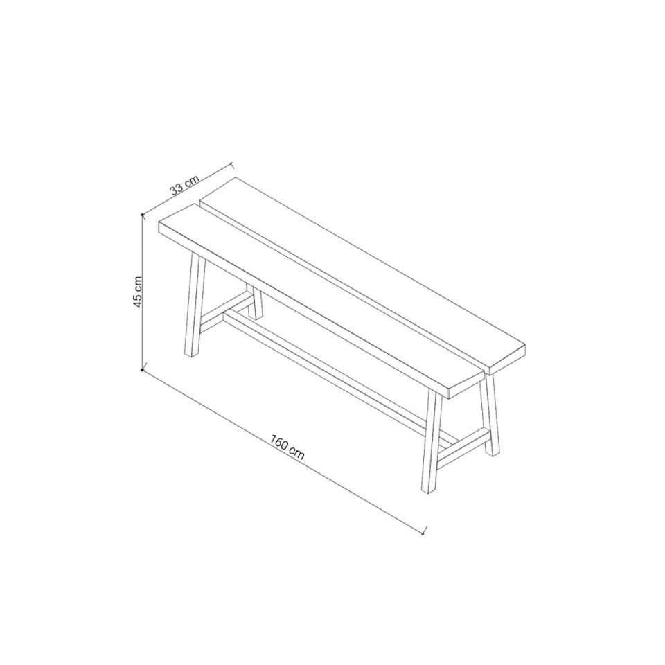 Masif Meşe Bank – PI Serisi Raw - 160 CM