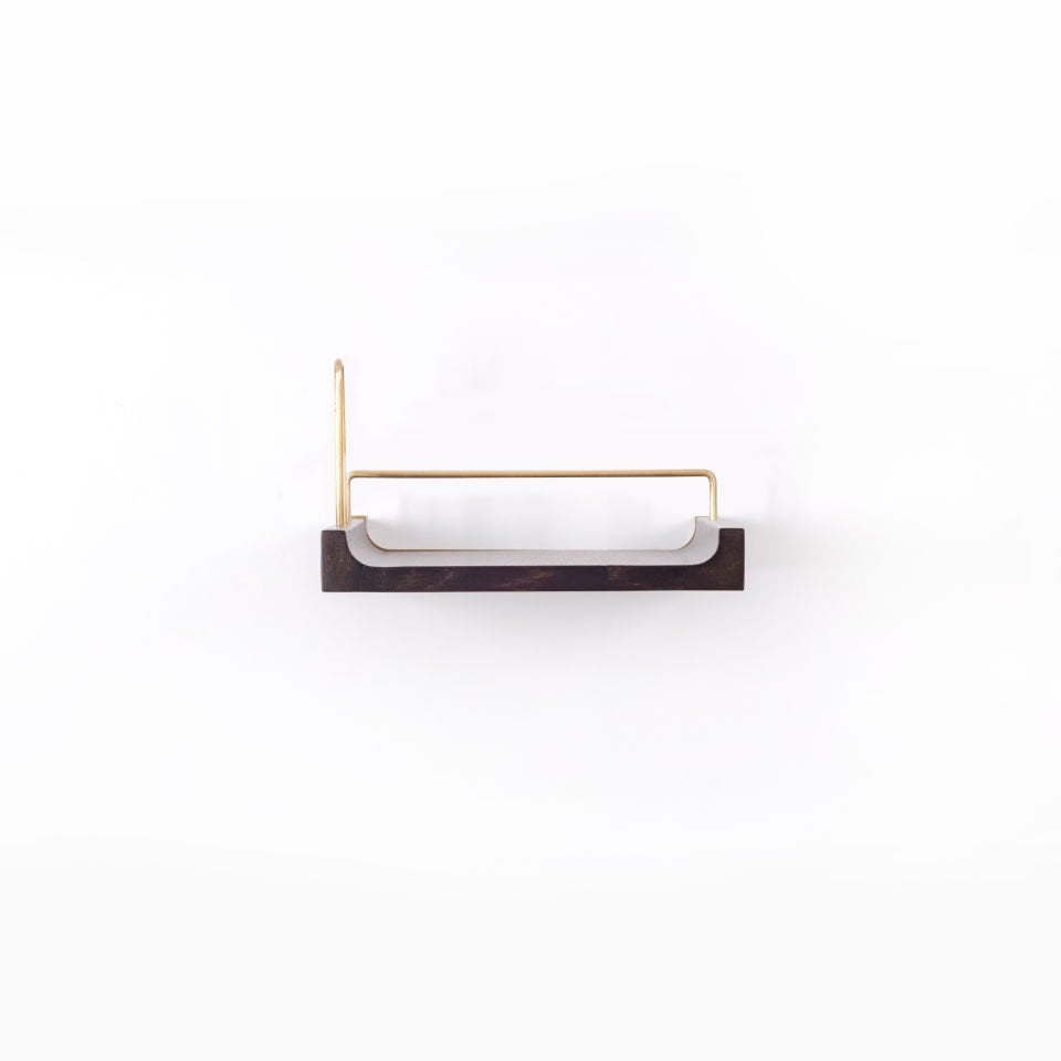Wooden Flying Shelf – Small Size, Oak, Gold Antique Detail Dark