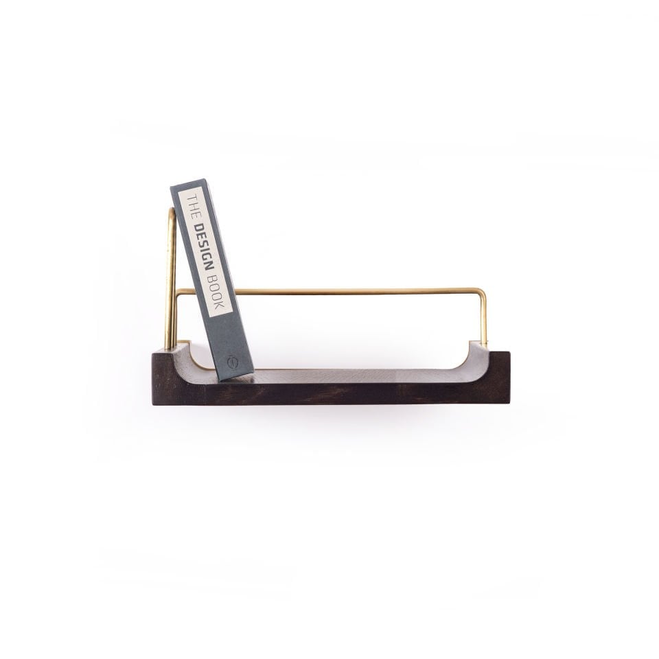 Ahşap Uçan Raf – Küçük Boy, Meşe, Gold Eskitme Detaylı Dark