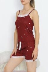 Şortlu Pijama Takımı Bordobeyaz1 - 178.1287.