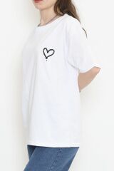 Baskılı Oversize Tişört Beyaz - 16515.1567.
