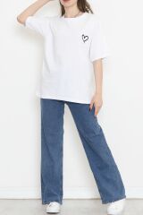 Baskılı Oversize Tişört Beyaz - 16515.1567.