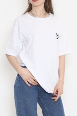 Baskılı Oversize Tişört Beyaz - 16515.1567.