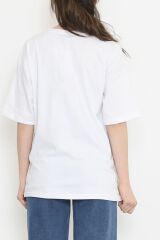 Baskılı Oversize Tişört Beyaz - 16515.1567.