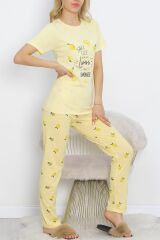 Desenli Pijama Takımı Limonsarı - 18735.1567.