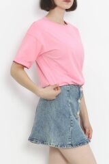 Baskılı Oversize Tişört Şekerpembe - 16515.1567.