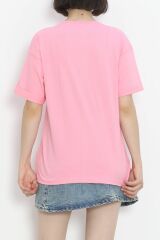 Baskılı Oversize Tişört Şekerpembe - 16515.1567.