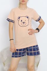 Kısa Kol Şortlu Pijama Takımı Sütlükahve1 - 18956.1567.
