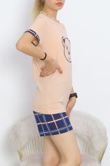 Kısa Kol Şortlu Pijama Takımı Sütlükahve1 - 18956.1567.