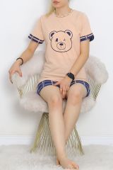 Kısa Kol Şortlu Pijama Takımı Sütlükahve1 - 18956.1567.