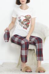 Desenli Pijama Takımı Beyazkahve - 18735.1567.