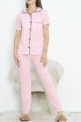 Düğmeli Pijama Takımı Pembebeyaz - 10873.1048.