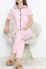 Düğmeli Pijama Takımı Pembebeyaz - 10873.1048.