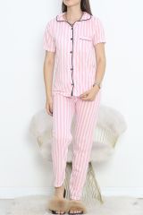 Düğmeli Pijama Takımı Pembebeyaz - 10873.1048.