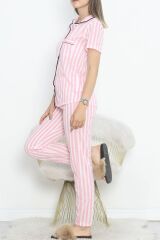 Düğmeli Pijama Takımı Pembebeyaz - 10873.1048.