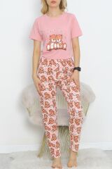 Desenli Pijama Takımı Pudrakahve - 18735.1567.