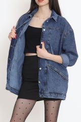 Oversize Kot Ceket Mavi - 10002.1778.