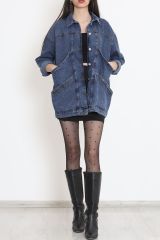 Oversize Kot Ceket Mavi - 10002.1778.