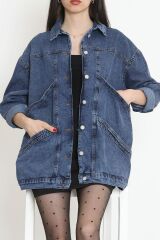 Oversize Kot Ceket Mavi - 10002.1778.