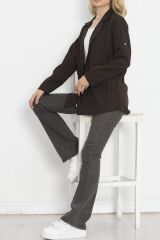 Çizgili Blazer Ceket Kahve - 18726.1826.
