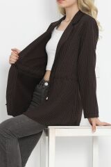 Çizgili Blazer Ceket Kahve - 18726.1826.