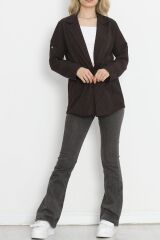Çizgili Blazer Ceket Kahve - 18726.1826.