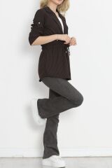Çizgili Blazer Ceket Kahve - 18726.1826.