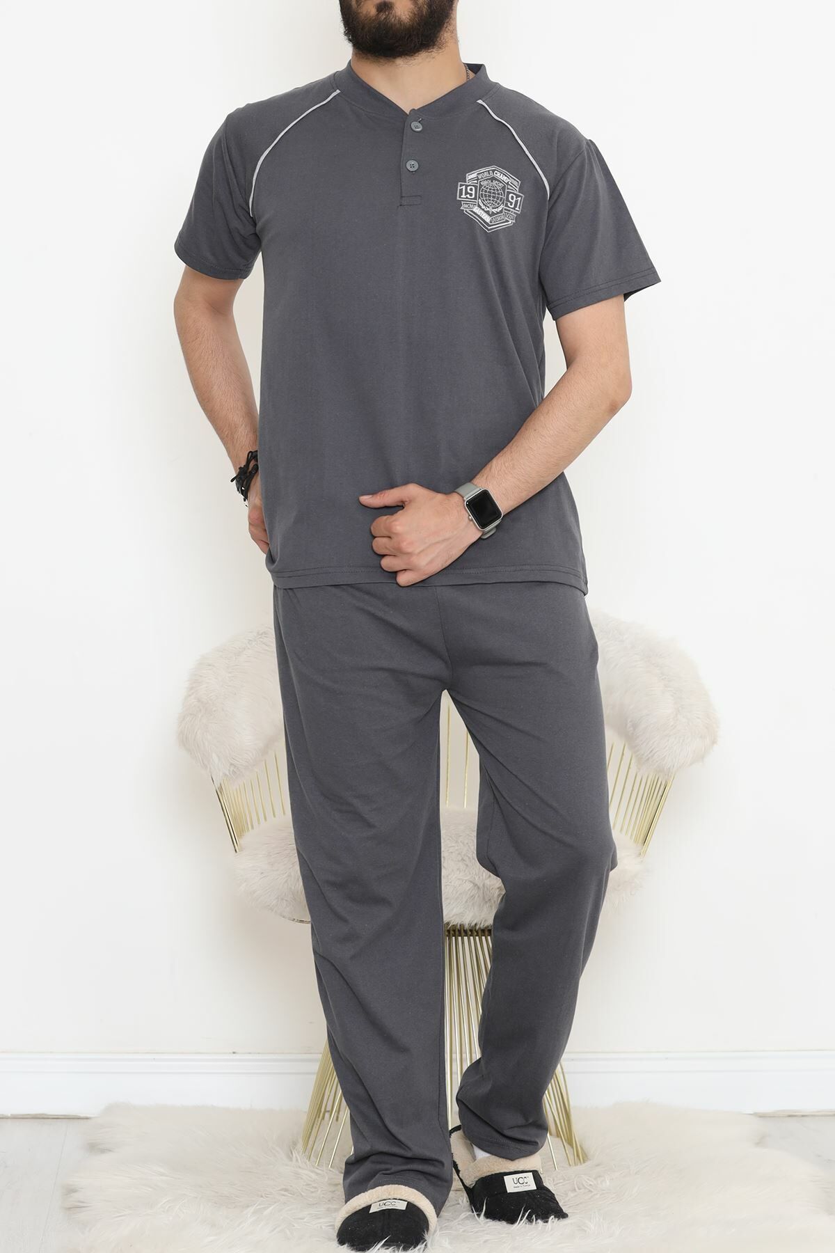 Erkek Pijama Takımı Füme - 915.1838.