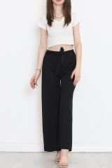 Krep Kemerli Bol Paça Pantolon Siyah - 152427.1778.