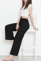 Krep Kemerli Bol Paça Pantolon Siyah - 152427.1778.