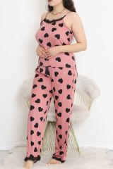 İp Askılı Battal Pijama Takımı Gül - 174.1287.