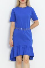 Altı Fırfırlı Elbise Saks - 15868.1567.