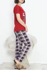 Desenli Pijama Takımı Kırmızı - 18735.1567.