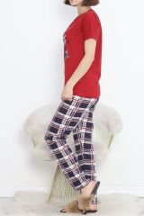 Desenli Pijama Takımı Kırmızı - 18735.1567.