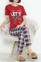 Desenli Pijama Takımı Kırmızı - 18735.1567.