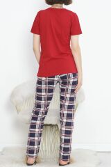Desenli Pijama Takımı Kırmızı - 18735.1567.