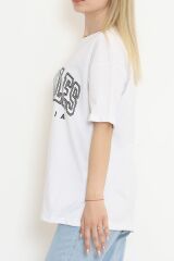 Bisiklet Yaka Oversize Tişört Beyaz - 16499.1567.