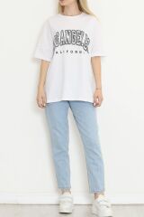 Bisiklet Yaka Oversize Tişört Beyaz - 16499.1567.