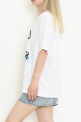 Baskılı Oversize Tişört Beyaz - 16496.1567.
