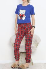 Paça Lastikli Pijama Takımı Mavibeyaz - 18736.1567.