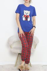 Paça Lastikli Pijama Takımı Mavibeyaz - 18736.1567.