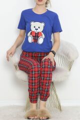 Paça Lastikli Pijama Takımı Mavibeyaz - 18736.1567.