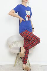Paça Lastikli Pijama Takımı Mavibeyaz - 18736.1567.