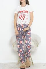 Paça Lastikli Pijama Takımı Beyazkırmızı1 - 18736.1567.