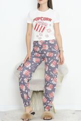Paça Lastikli Pijama Takımı Beyazkırmızı - 18736.1567.