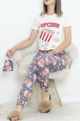 Paça Lastikli Pijama Takımı Beyazkırmızı - 18736.1567.