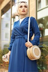 Beli Kemerli Kimono Mavi - 10013.1778.