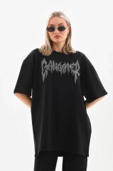 Unisex Taşlı T-Shirt Ve Eşofman Takımı - Siyah