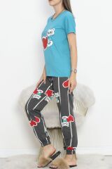 Paça Lastikli Pijama Takımı İndigo - 18736.1567.